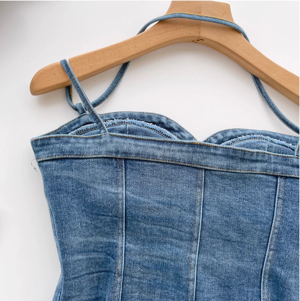 Chic Single-breasted Denim Camisole