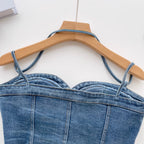 Chic Single-breasted Denim Camisole