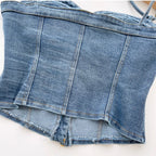 Chic Single-breasted Denim Camisole