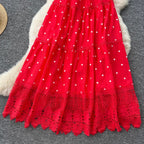 V-neck Polka Dot Lace Dress