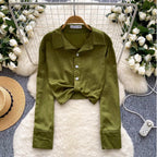 Chic Rhinestone Studded Knotted Shirt