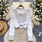 Chic Rhinestone Studded Knotted Shirt