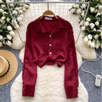 Chic Rhinestone Studded Knotted Shirt