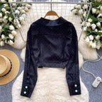 Chic Rhinestone Studded Knotted Shirt
