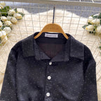 Chic Rhinestone Studded Knotted Shirt