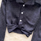 Chic Rhinestone Studded Knotted Shirt