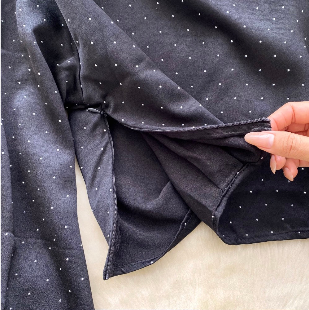 Chic Rhinestone Studded Knotted Shirt