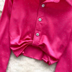 Chic Rhinestone Studded Knotted Shirt