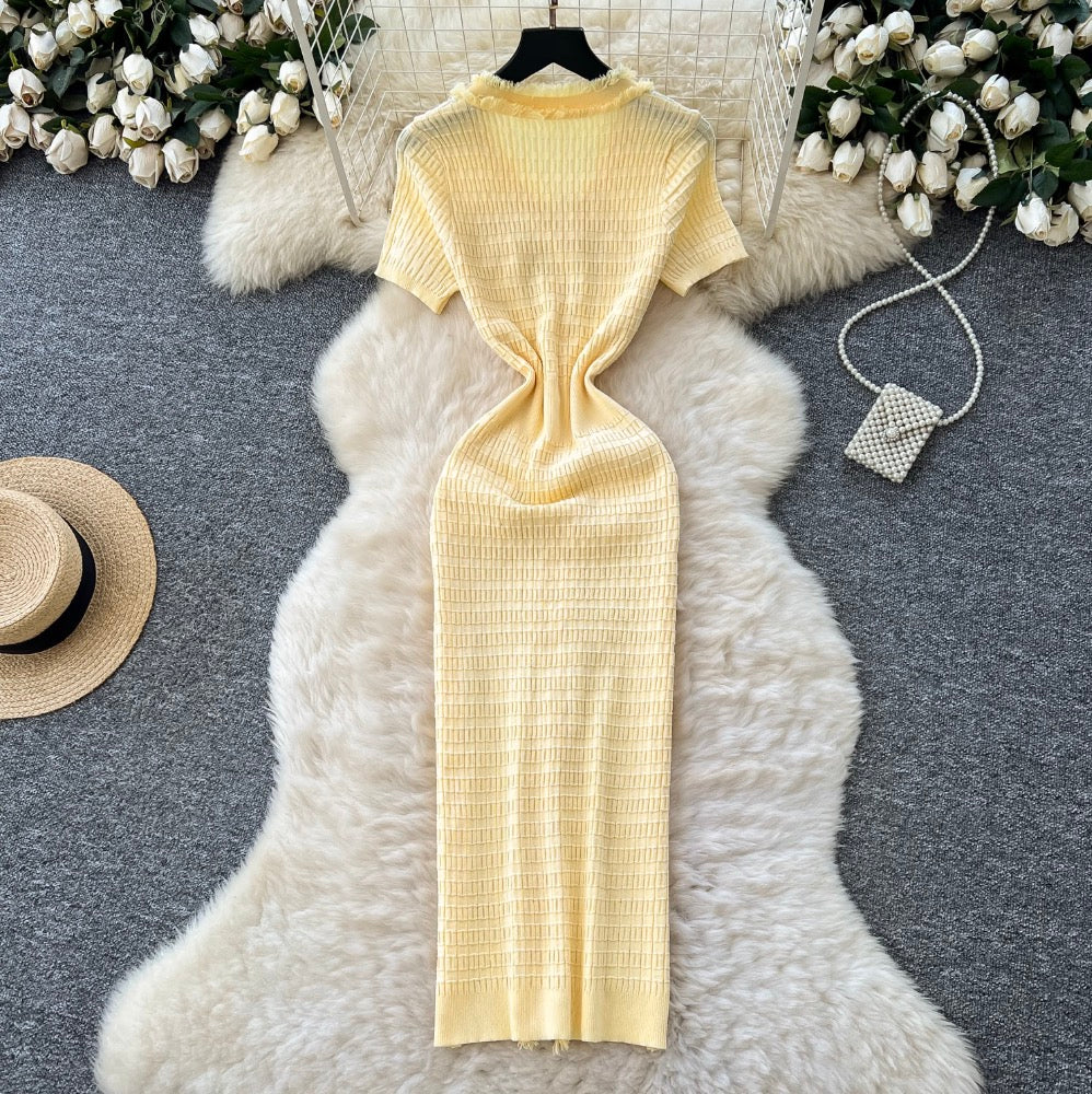 Vintage Furry Yellow Cardigan Dress