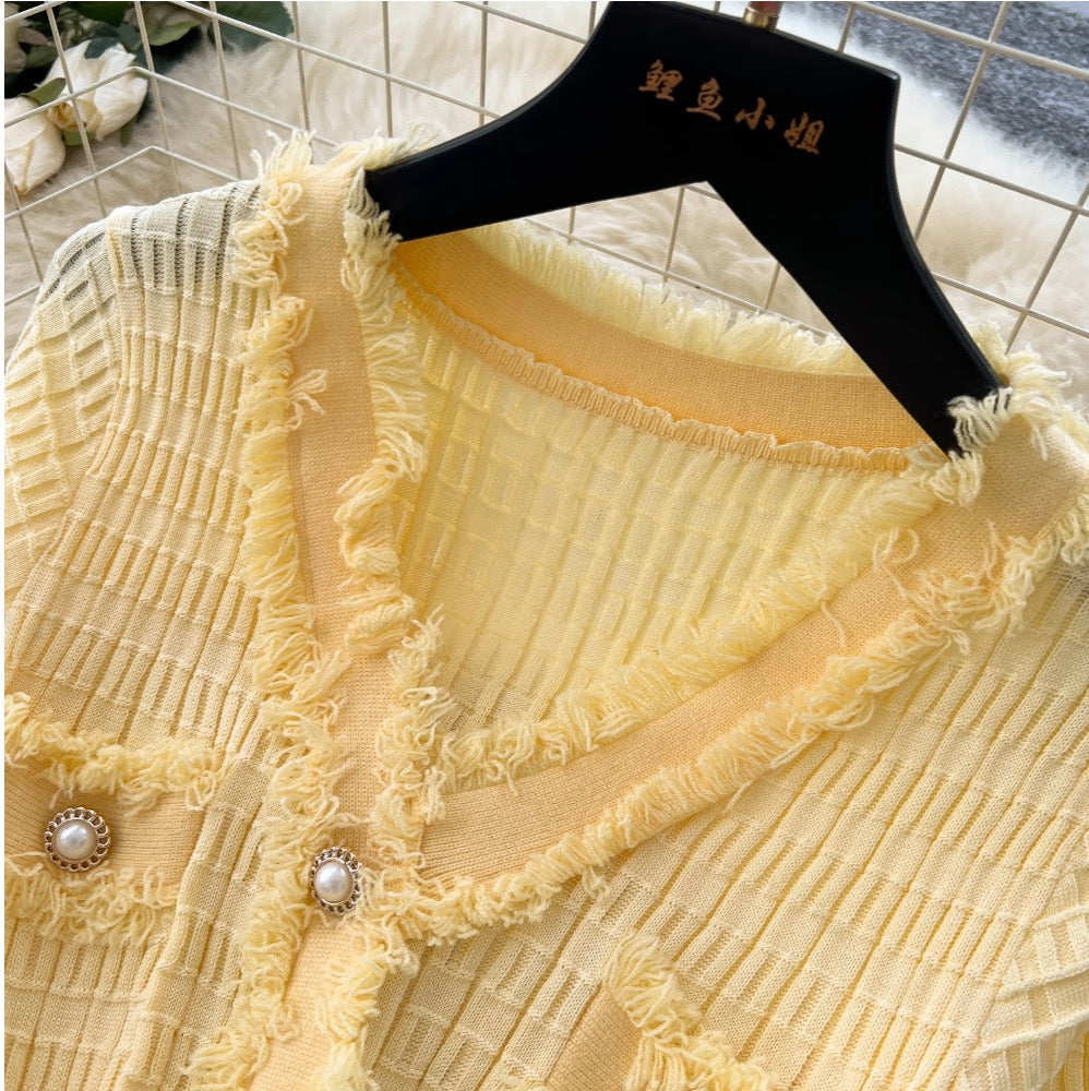Vintage Furry Yellow Cardigan Dress