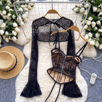 Black Lace Cape & Camisole 2Pcs