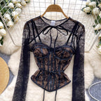Black Lace Cape & Camisole 2Pcs