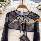 Black Lace Cape & Camisole 2Pcs