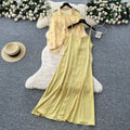 Floral Sunscreen Shirt & Slip Dress 2Pcs