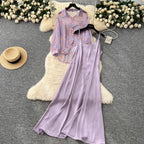 Floral Sunscreen Shirt & Slip Dress 2Pcs