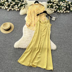 Floral Sunscreen Shirt & Slip Dress 2Pcs