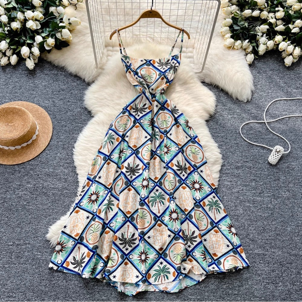 Bohemian Style Pattern Printed Slip Dress