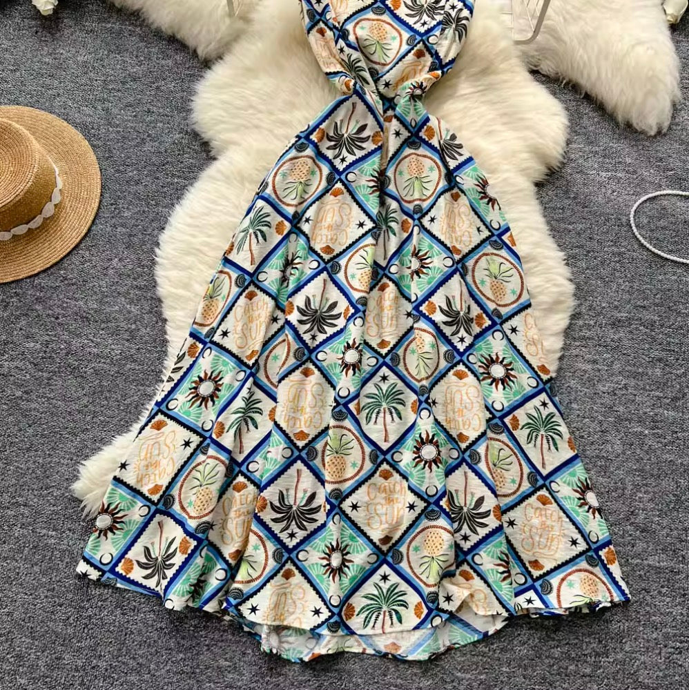 Bohemian Style Pattern Printed Slip Dress
