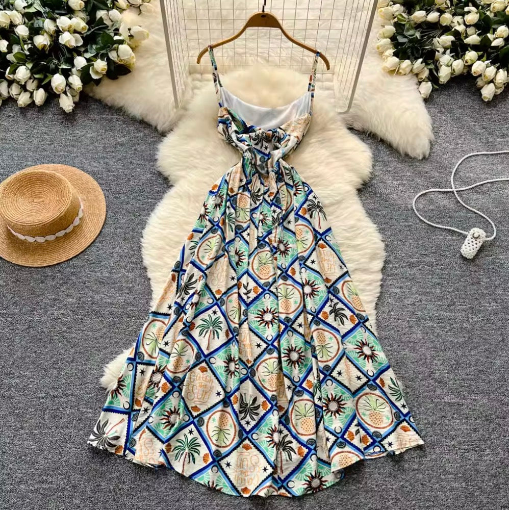 Bohemian Style Pattern Printed Slip Dress