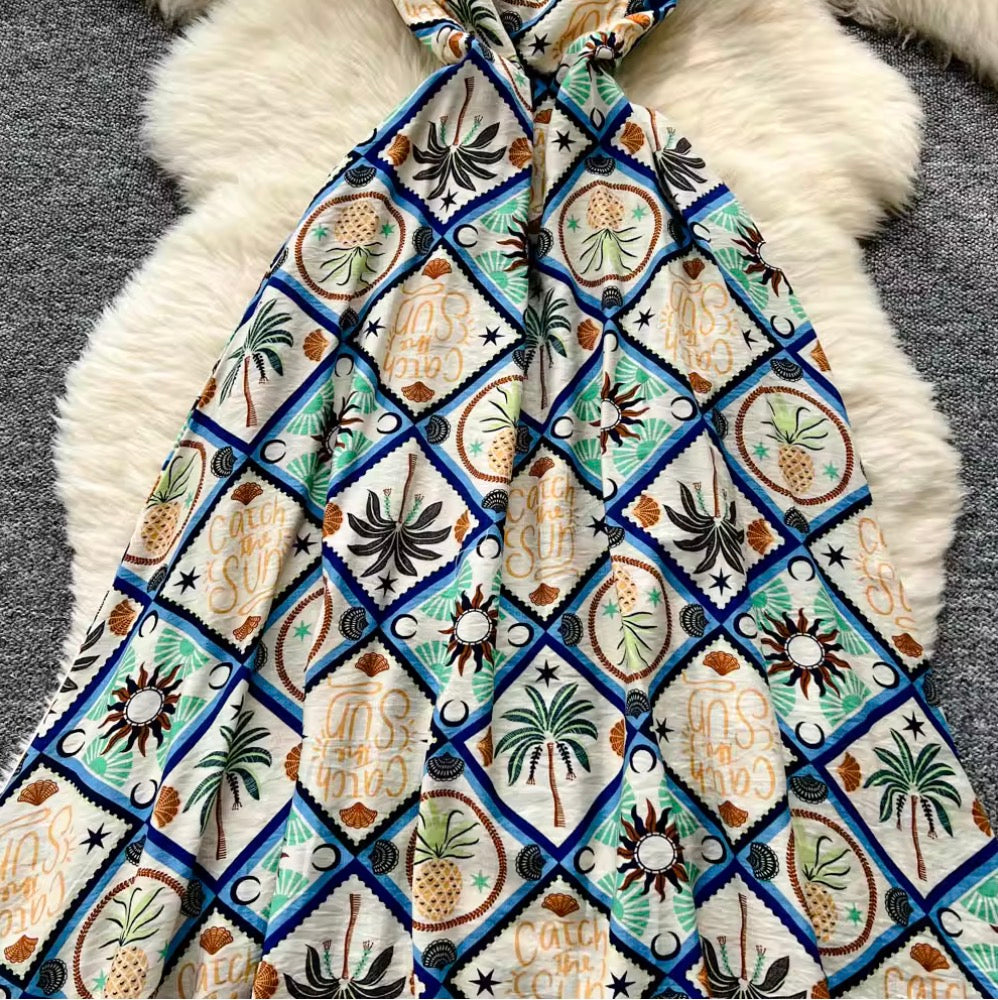 Bohemian Style Pattern Printed Slip Dress