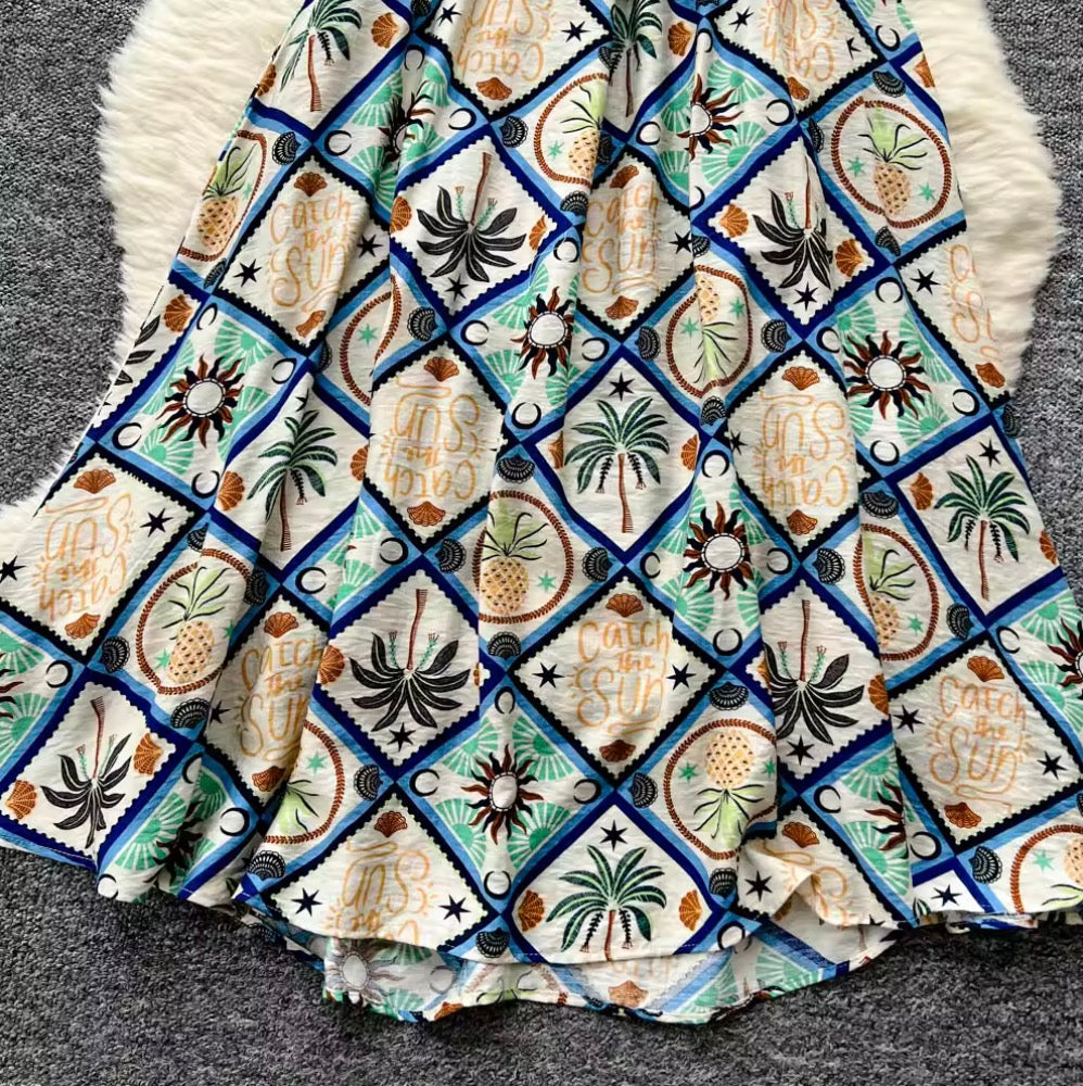 Bohemian Style Pattern Printed Slip Dress