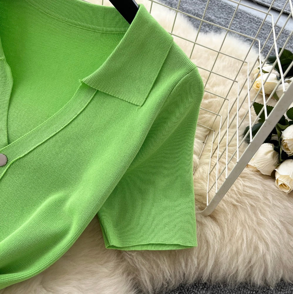 Vintage Polo Collar Slim-fit Knit Dress