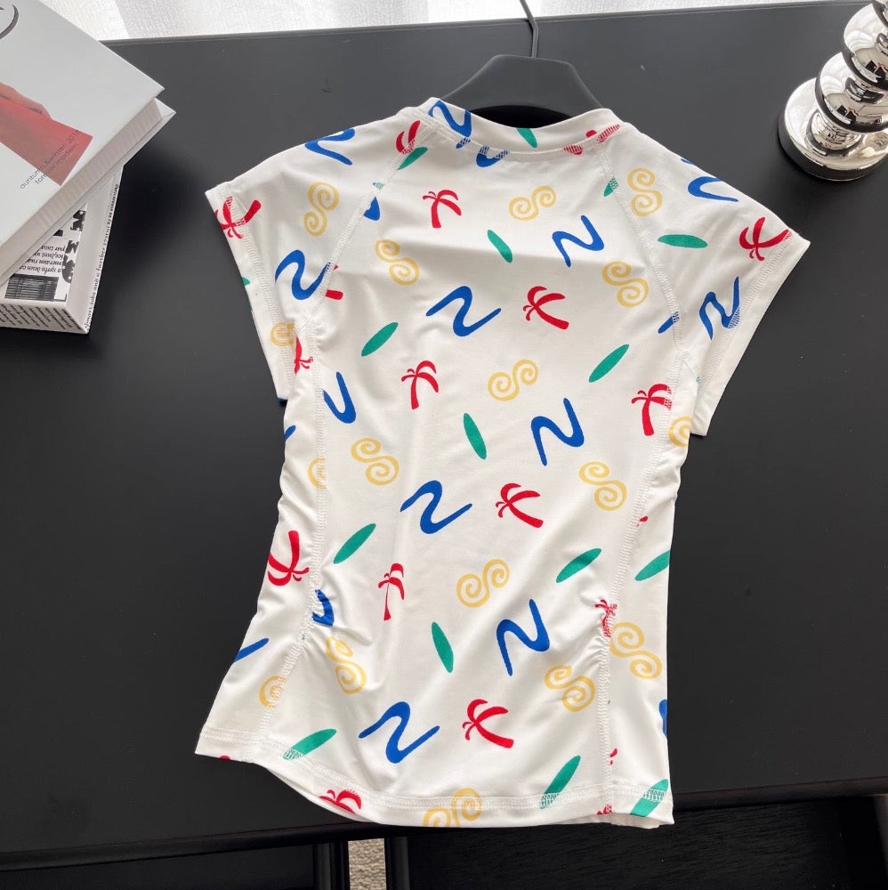 Chic Round Collar Printed T-shirt