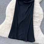 Metal Flower Black Halter Dress