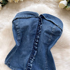 Tank Top & Lace-up Skirt Denim 2Pcs