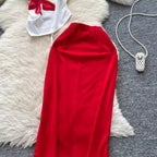 Vintage Plate Button Top & Skirt 2Pcs