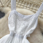 Fairy White Hollowed Embroidery Slip Dress