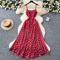 Chic Red Plaid Printed Slip Dress