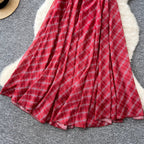 Chic Red Plaid Printed Slip Dress