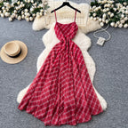 Chic Red Plaid Printed Slip Dress