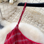 Chic Red Plaid Printed Slip Dress