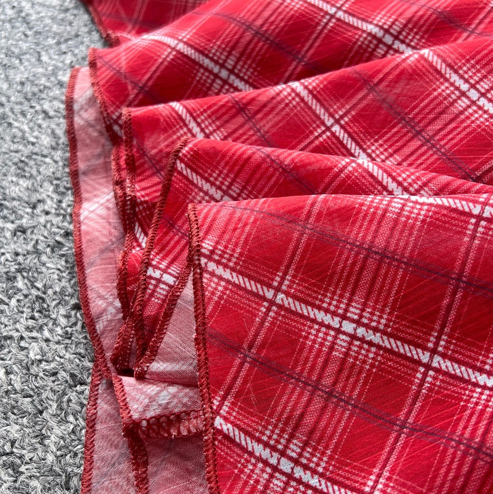 Chic Red Plaid Printed Slip Dress