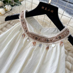 Fringed Bead Halter Top & Skirt 2Pcs