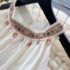 Fringed Bead Halter Top & Skirt 2Pcs