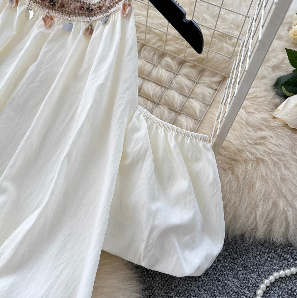 Fringed Bead Halter Top & Skirt 2Pcs