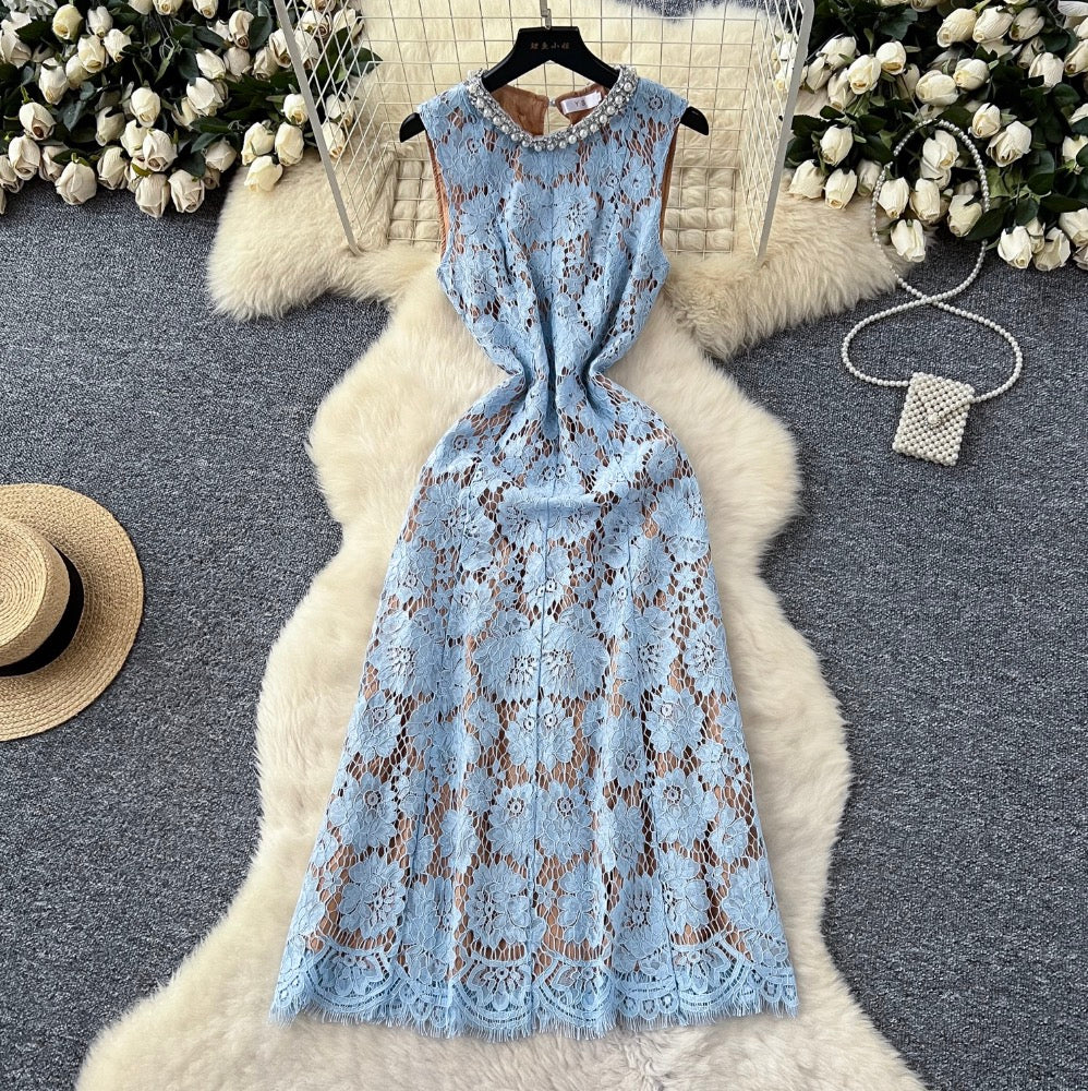 Elegant Beaded Embroidered Floral Dress