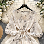 Bohemian Puffy Sleeve Printed Doll Dress