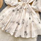 Bohemian Puffy Sleeve Printed Doll Dress