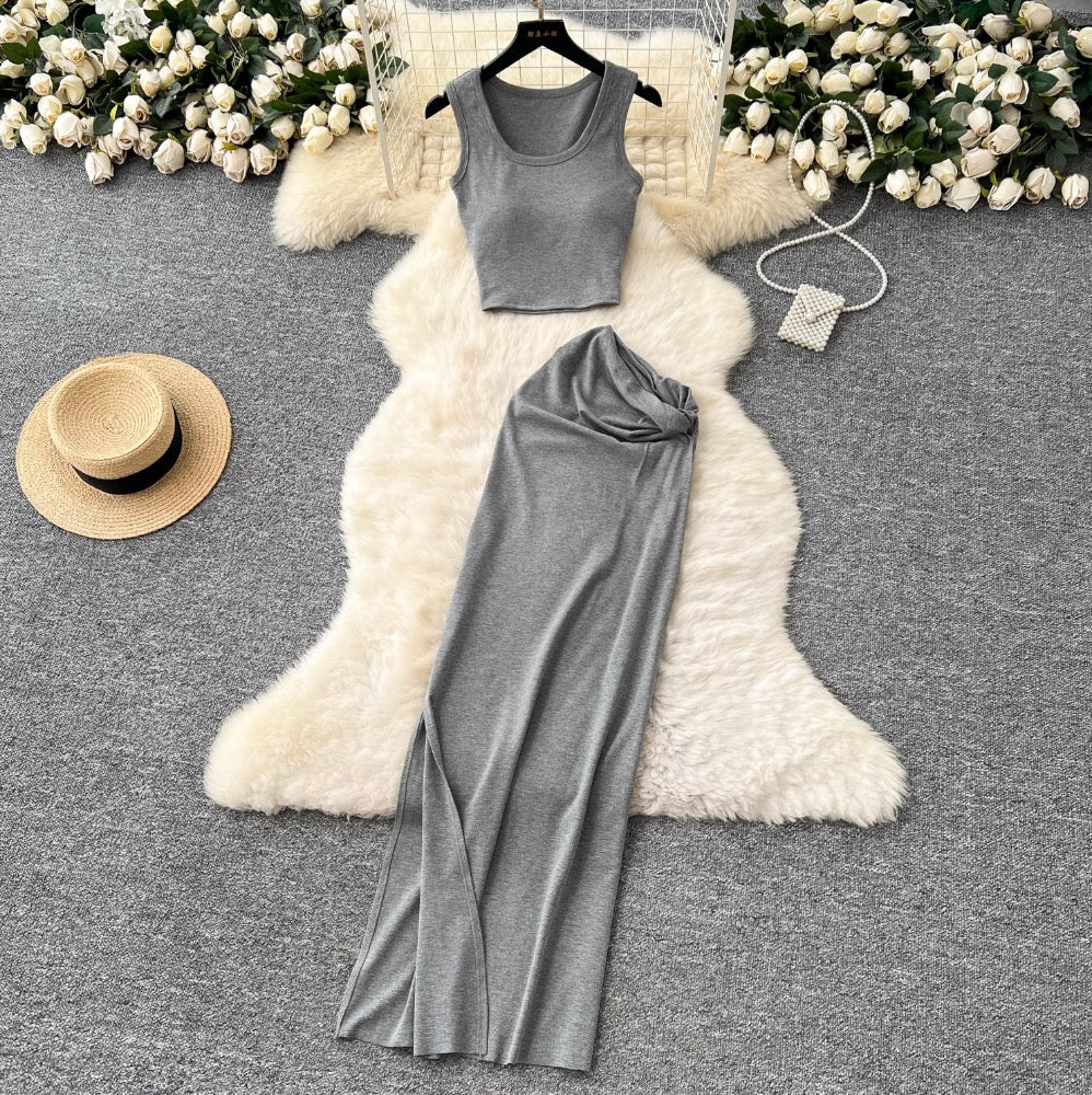 Camisole & Knotted Skirt Casual 2Pcs