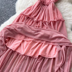 Draped Pink Chiffon Slip Dress