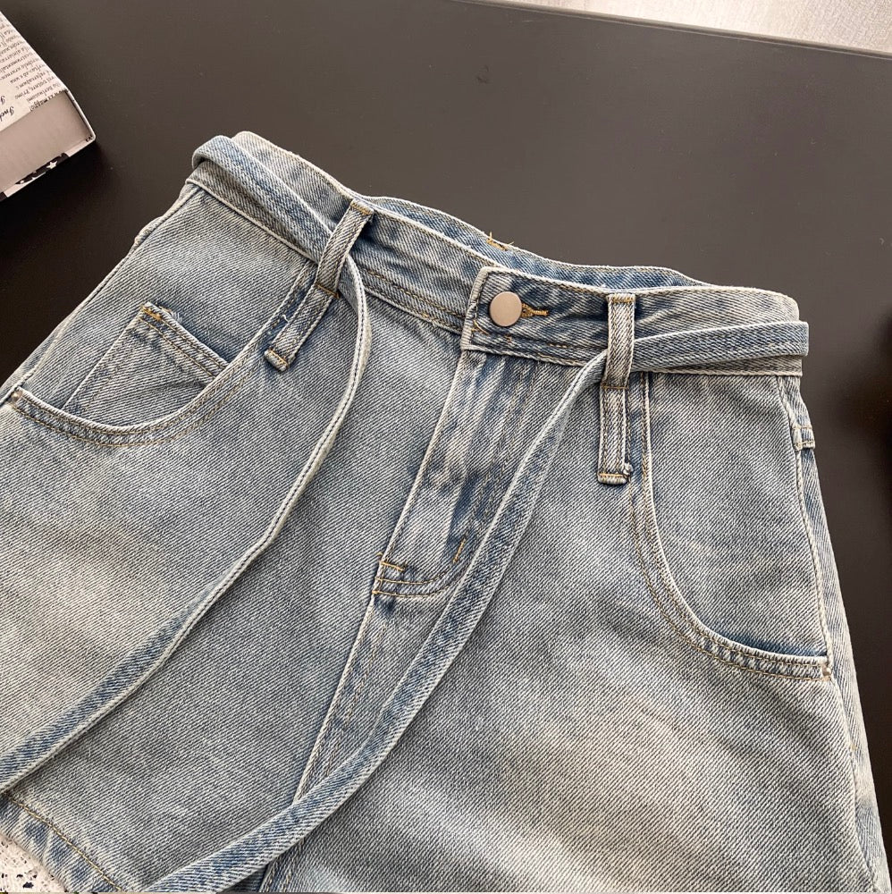 Lace Trim Hottie Denim Shorts