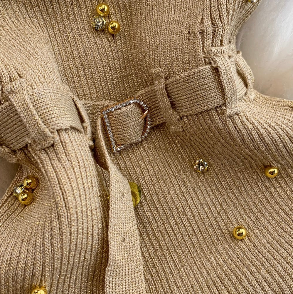 Chic Beaded Knitted Slip Dress