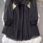 Chic V-neck Knotted Mesh Dress