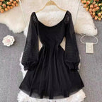 Chic V-neck Knotted Mesh Dress