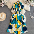 Bohemian Style Printed Shirt Dress
