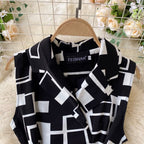 Niche Geometric Printed Shirt Dress
